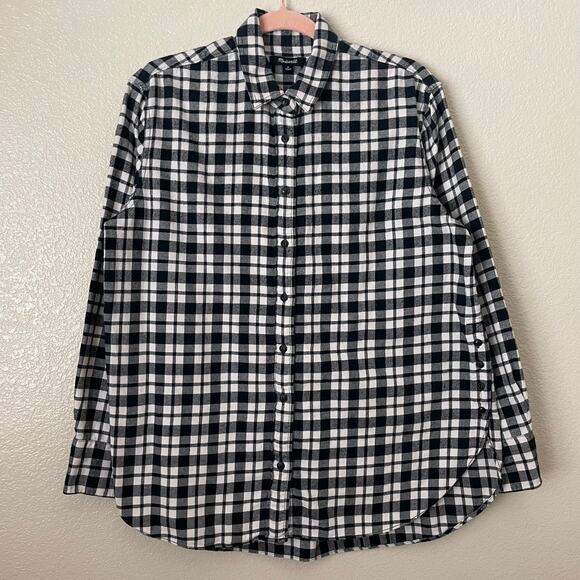 Madewell Top Womens Medium Black White Bridgeport Check Flannel Shirt Button Up - Picture 3 of 12
